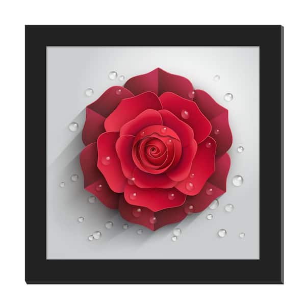 Unbranded Gallery-Grade Ultimate Romantic Rose Black Framed Acrylic Abstract Statement Wall Art 48 in. x 48 in.