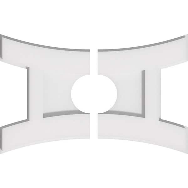 Ekena Millwork 14 in. x 9.37 in. x 1 in. Haven Architectural Grade PVC Contemporary Ceiling Medallion (2-Piece)