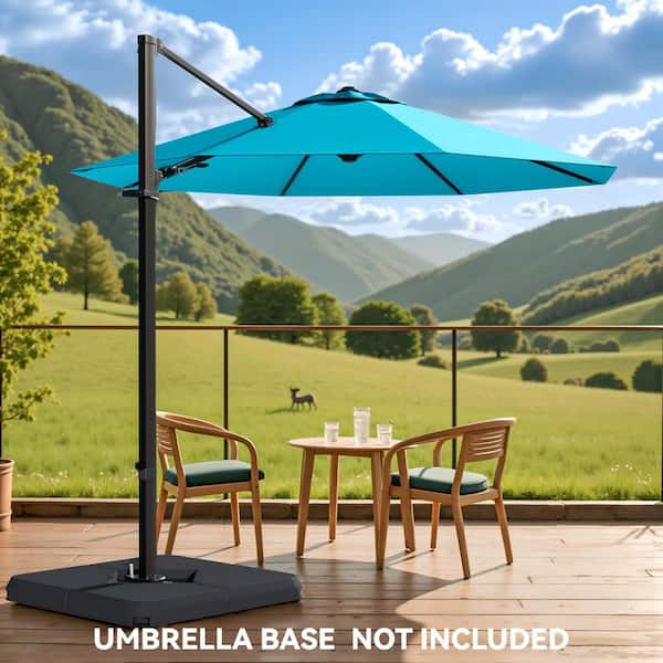 10 ft. Market Cantilever Outdoor Patio Umbrella with 360° Rotation in Blue