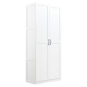 Hopkins Modern White MDF 29.6 in. Storage Closet Wardrobe with 4-Shelves