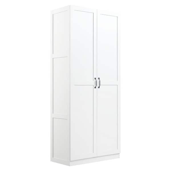 Manhattan Comfort Hopkins Modern White MDF 29.6 in. W 2-Door Storage Closet Wardrobe with 4-Shelves