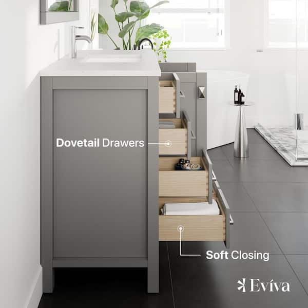 London 48 in. Single Sink Gray Bath Vanity with White Carrara Quartz Top (Assembled)