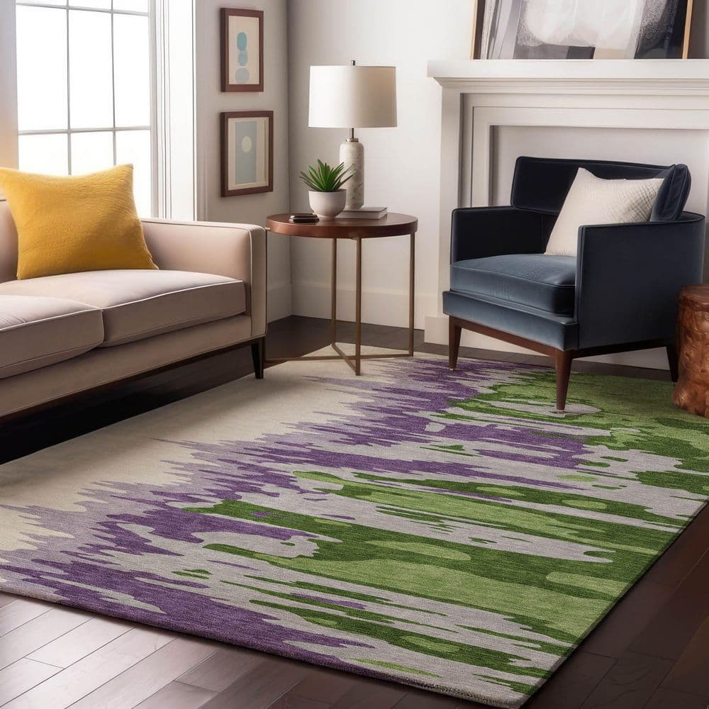 Mayfield Premium Machine Washable Abstract AMF1050 Green 5 ft. x 7 ft. 6 in. Area Rug price history on PriceWatchPro