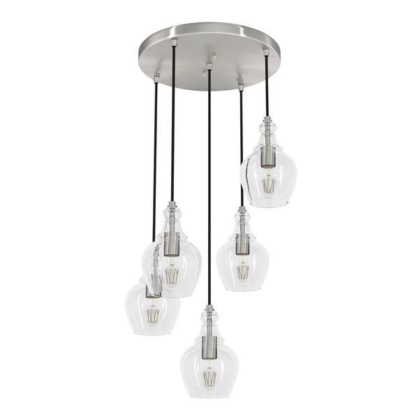 Hunter Maple Park 5-Light Brushed Nickel Waterfall Chandelier with ...