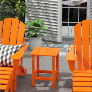 Mason 18 in. Orange Poly Plastic Fade Resistant Outdoor Patio Square Adirondack Side Table