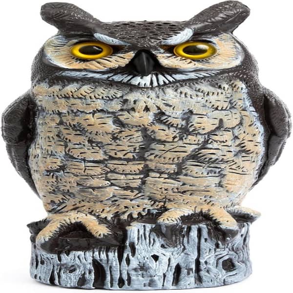 Fake Owl Decoy for Scaring away Birds in Gardens, Roofs and Patios, 16 in. Great Horned Owl
