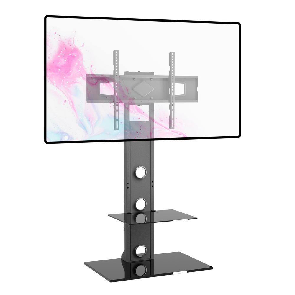 Black Metal and Glass Swivel TV Stand with Mount