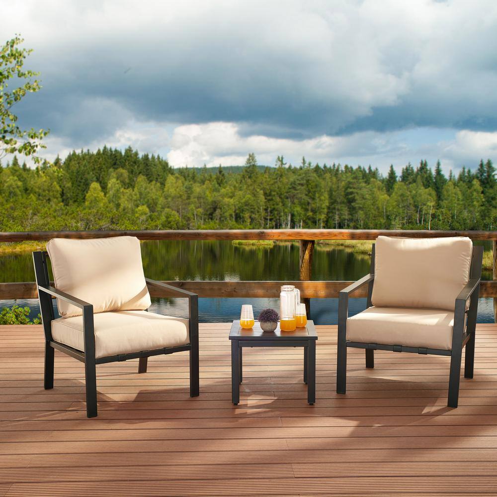 X-Back 3-Piece Metal Patio Conversation Seating Set with Beige Cushions price history on PriceWatchPro
