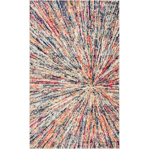 Savannah Cream Large (8 ft. x 10 ft.) - 7 ft. 9 in. x 10 ft. 9 in. Modern Abstract Area Rug