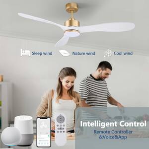 52 in. Dimmable LED Indoor/Outdoor White Smart Ceiling Fan with Light and Remote, Low Noise, Works w/Alexa/Google Home