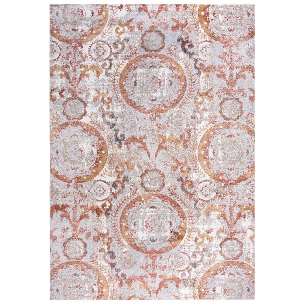 Lavish Gray/Rust 3 ft. 11 in. x 5 ft. 6 in. Medallion Area Rug