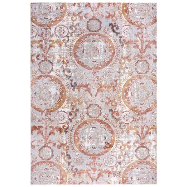 Unbranded Lavish Gray/Rust 7 ft. 10 in. x 9 ft. 10 in. Medallion Area Rug