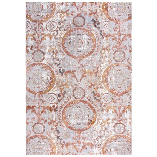 Unbranded Lavish Gray/Rust 8 ft. 10 in. x 11 ft. 10 in. Medallion Area Rug