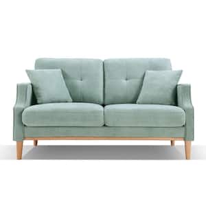56.7 in. Green Modern Polyester Fabric 2-Seater Loveseat with USB Charge Port and 2-Pillows