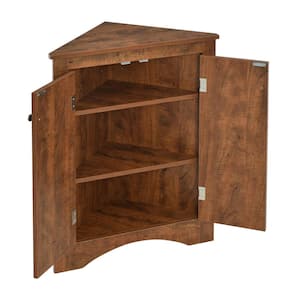 17.20 in. W x 17.20 in. D x31.50 in. H Brown Triangle Linen Cabinet Storage Cabinet with Adjustable Shelves
