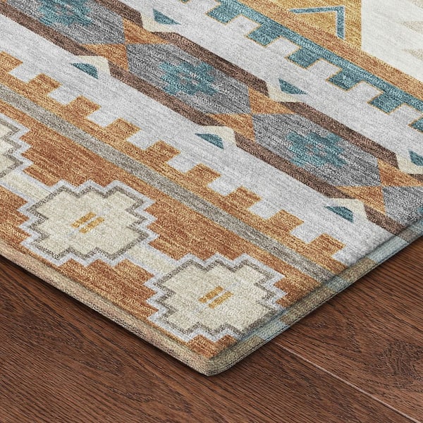 Mayfield Premium Machine Washable Abstract AMF2539 Copper 10 ft. x 14 ft. Area Rug