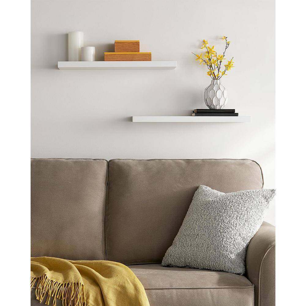 Cubilan 1.1 in. H x 23 in. W x 5.5 in. D White Wood Shelves Decorative