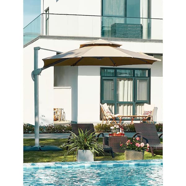 JEAREY 10 ft. Aluminum Cantilever Umbrella With Cover in Beige