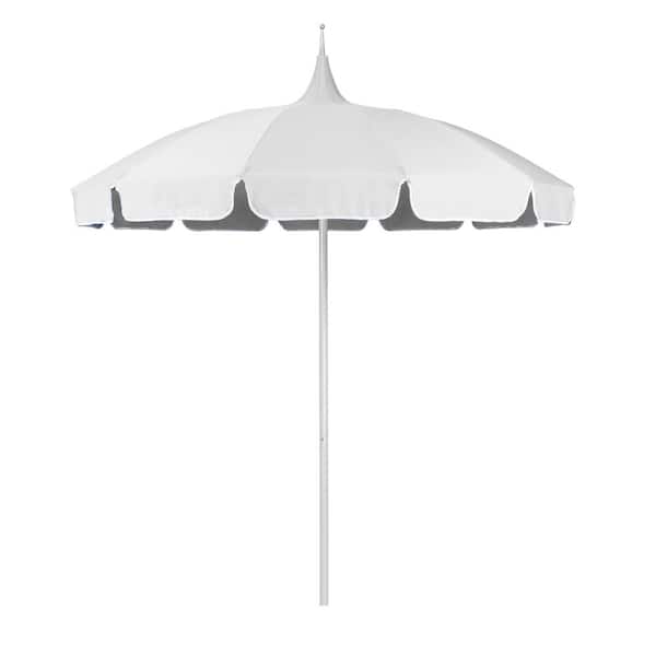California Umbrella 8.5 ft. White Aluminum Commercial Pagoda Market Patio Umbrella with Fiberglass Ribs in Natural Sunbrella