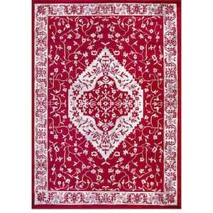 Jefferson Collection Pearl Heriz Red 5 ft. x 7 ft. Medallion Area Rug
