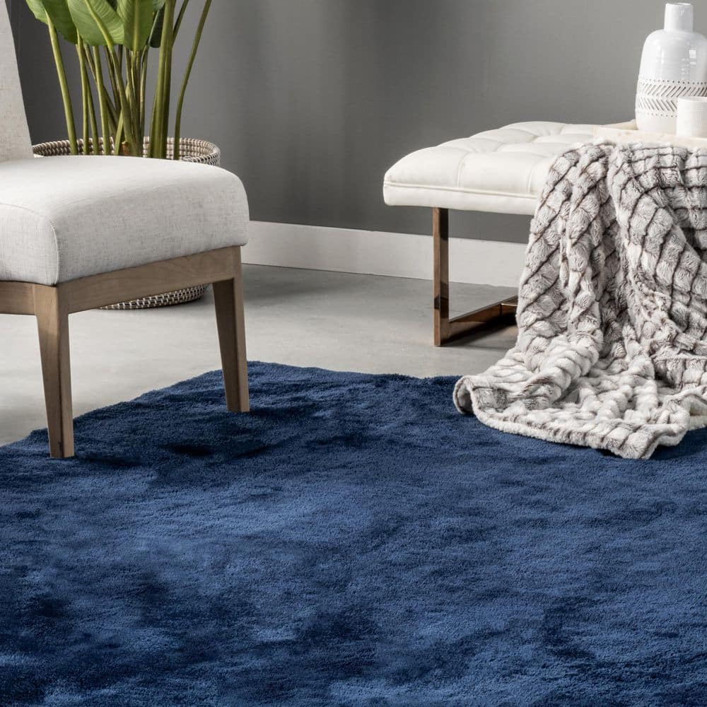 Loni Navy 2' x 10' Machine Washable Shag Runner Rug