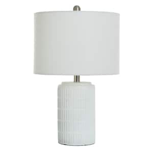 Joni 21 in. White Table Lamp with White Polyester Blend Shade