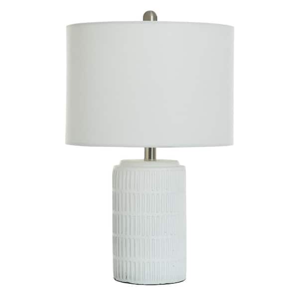 StyleCraft Joni 21 in. White Table Lamp with White Polyester Blend Shade