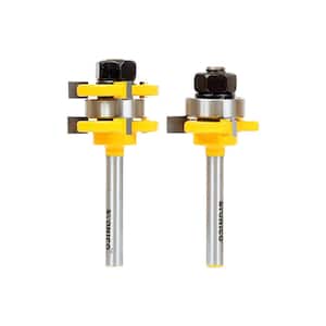 Tongue and Groove up to 3/4 in. Stock 1/4 in. Shank Carbide Tipped Router Bit Set (2-Piece)