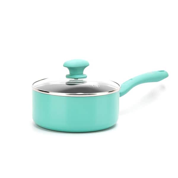 GreenLife Diamond 2.5 qt. Aluminum Ceramic Nonstick Sauce Pan in Turquoise  with Glass Lid CC002346-001 - The Home Depot