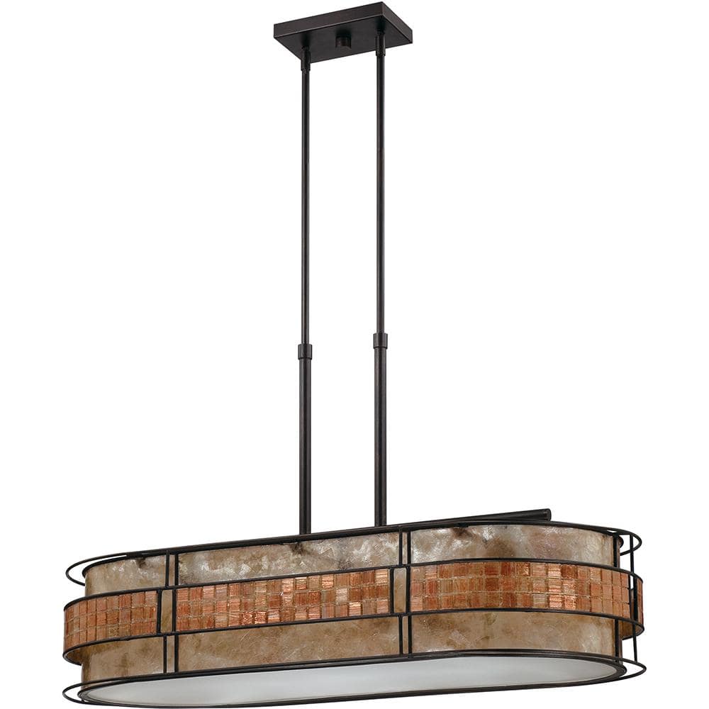 Renaissance Copper Drum Pendant Light with Mosaic Tile Shade