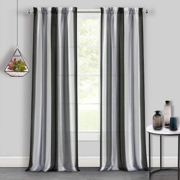 Spectrum 50 in. W x 84 in. L Polyester Light Filtering Window Panel in Black/Silver