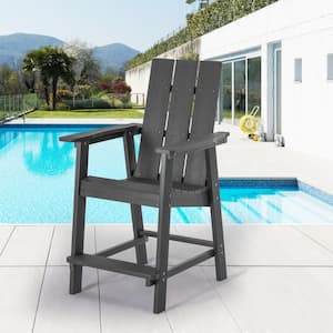 Plastic Barstool Adirondack Chair Outdoor Bar Stool 300 lbs. for Deck and Balcony, Charcoal Gray