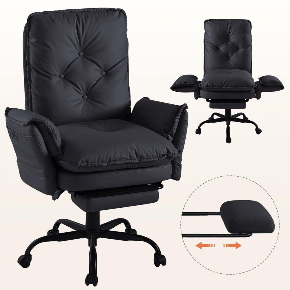 Bestier - Ergonomic Executive Office Chair with Footrest & Lumbar Support, High Back PU Leather, Adjustable - Thumbnail 2