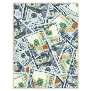 100 Dollar Bill Collection Non-Slip Rubberback Money 2x3 Money Rug, 2 ft. 3 in. x 3 ft., Multicolor