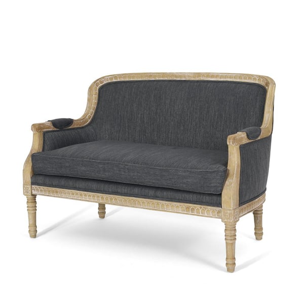 Noble House Litch 50 in. Charcoal Polyester 2-Seat Loveseat