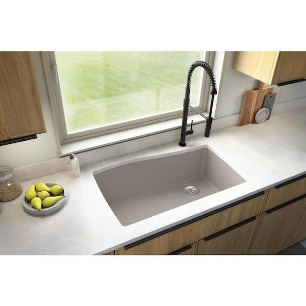 Karran Undermount Quartz Composite 33 in. Single Bowl Kitchen Sink in Concrete