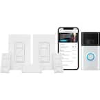 Caseta Wireless Smart Lighting Dimmer Switch (2-Count) Starter Kit, Ring1080p Smart Video Doorbell Camera (2020 Release)
