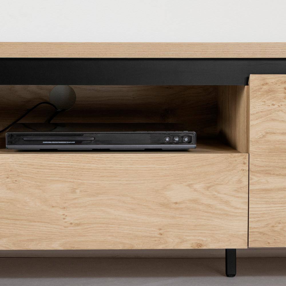 Urban Modern Black MDF TV Stand with Cabinet and Drawer