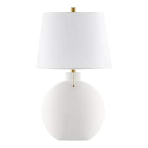 Wimbee 26.5 in. Ceramic White Indoor Table Lamp with White Fabric Shade
