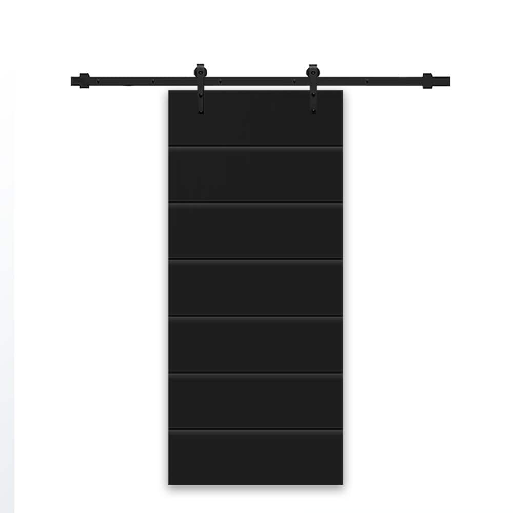 Black Painted Hollow Core Barn Door Kit with Matte Black Hardware, 24" x 80"