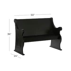 Black Storage Bench with Scrolled Armrests 36 in. X 50 in. X 24 in.