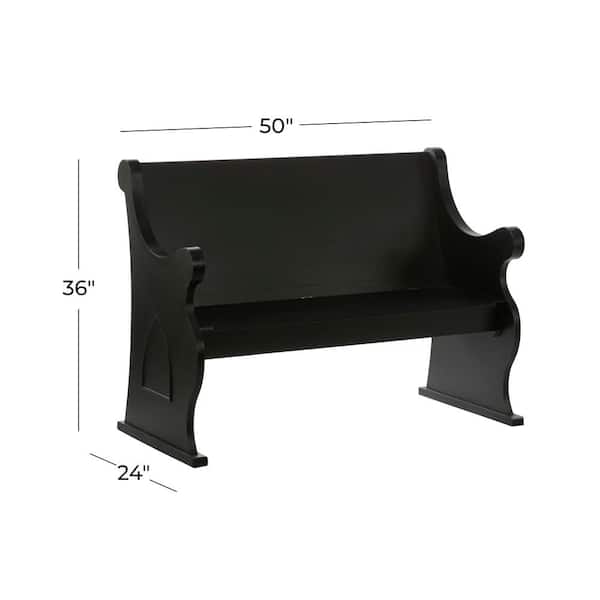 Black Storage Bench with Scrolled Armrests 36 in. X 50 in. X 24 in.