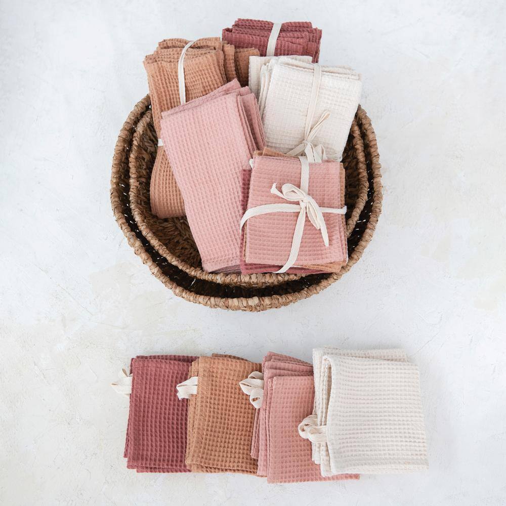 Multicolor Cotton and Linen Waffle Dish Cloth Set