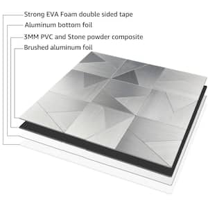 Triangle Jigsaw Silver 12 in. x 12 in. Stainless Steel Peel and Stick Tile Backsplash ( 9.7 sq ft. /pack)