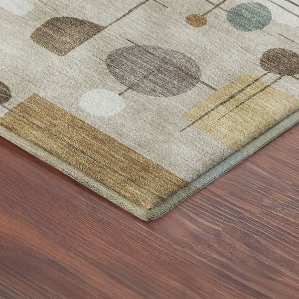 Mayfield Premium Machine Washable Abstract AMF2393 Beige 10 ft. x 14 ft. Area Rug