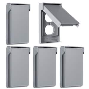 1-Gang Vertical Duplex Weatherproof Wall Plate Cover, Outdoor Electrical Outlet Cover, UL Listed (5-Pack, Gray)