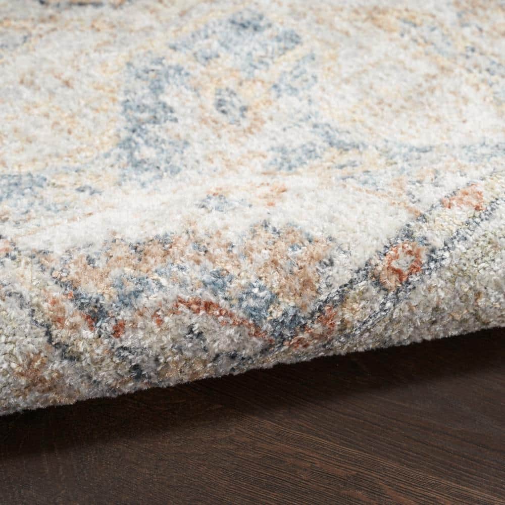 Denim Multi Floral Synthetic 8' x 10' Reversible Area Rug