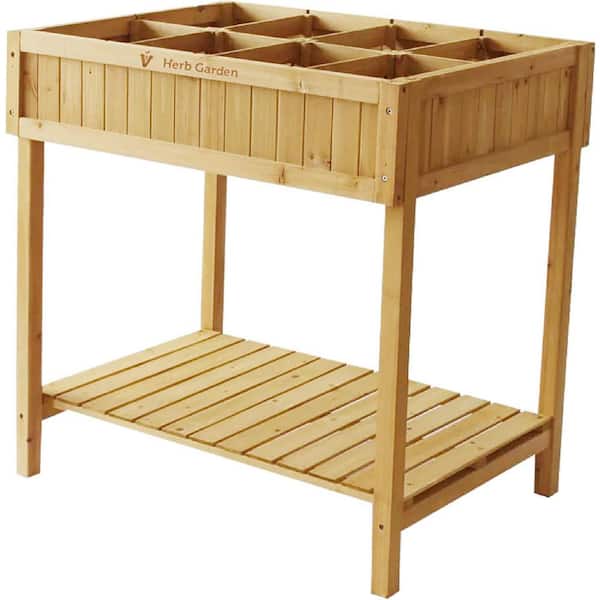 57 in. x 18 in. x 30 in. Teak HIPS Raised Garden Bed with Storage Shelf and Wheels
