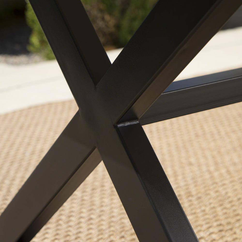 Modern 70.5" Grey Aluminum & Steel Patio Dining Table