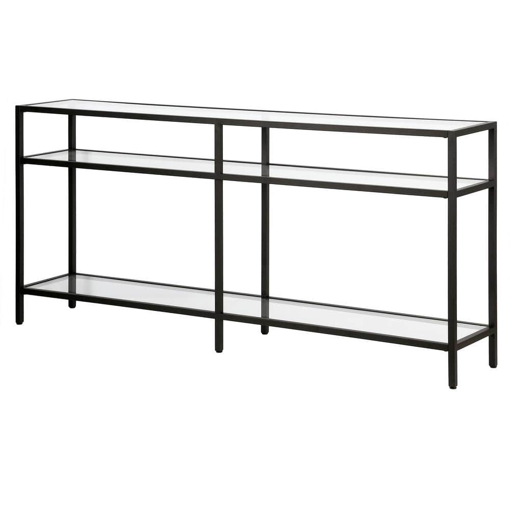 Modern Industrial 64" Blackened Bronze Console Table with Storage